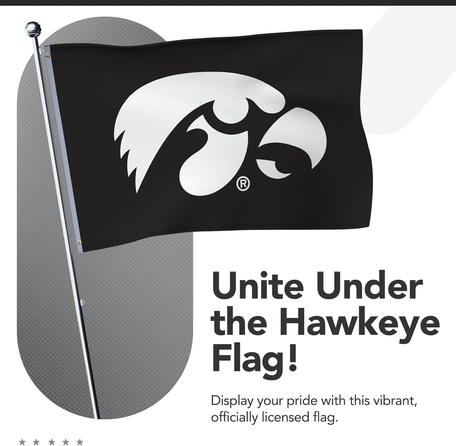 Iowa Hawkeyes College Sports Printed Flag - NCAA Licensed - Nylon - School Banner (Black, White) (2' x 3') - Image 5