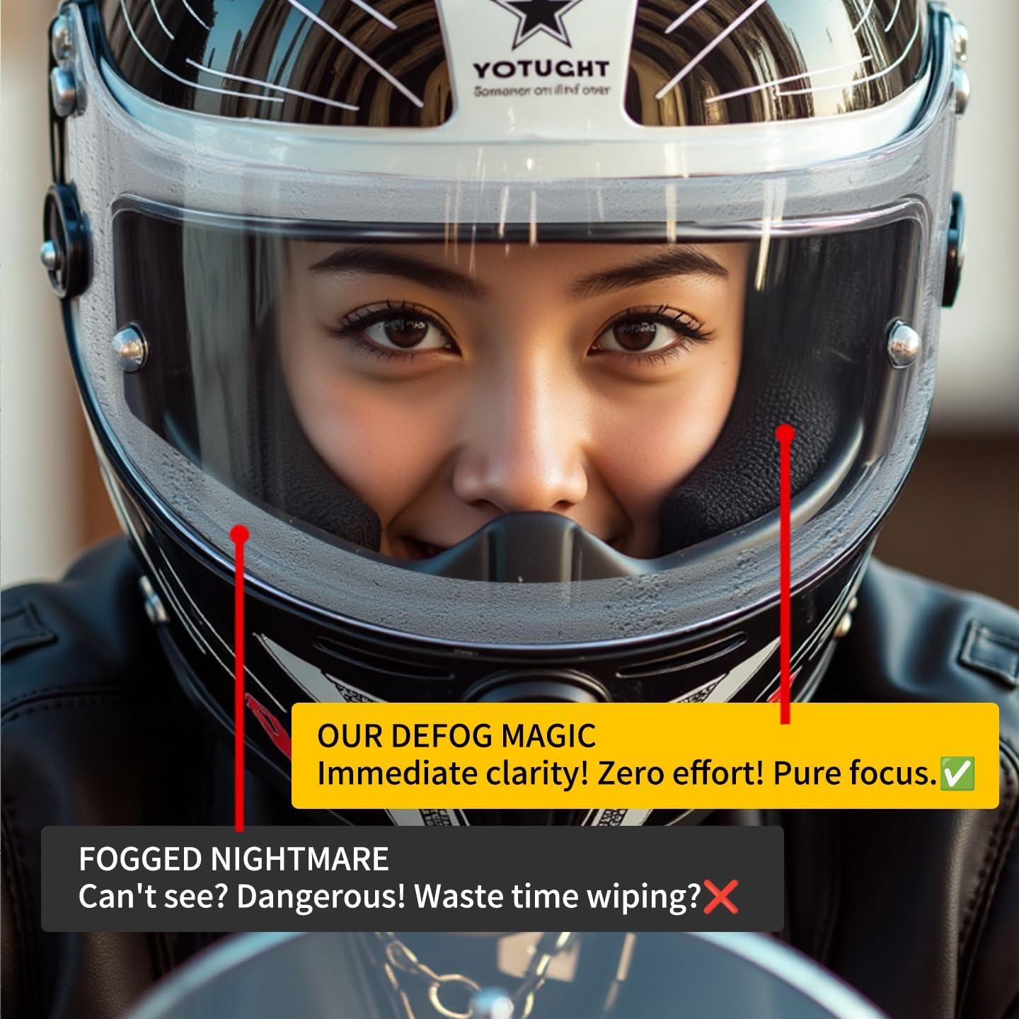 Universal Motorcycle Full Face Helmet Shield Fog Resistant Lens, Clear Visor Insert Anti-Fog Film Waterproof Sticker