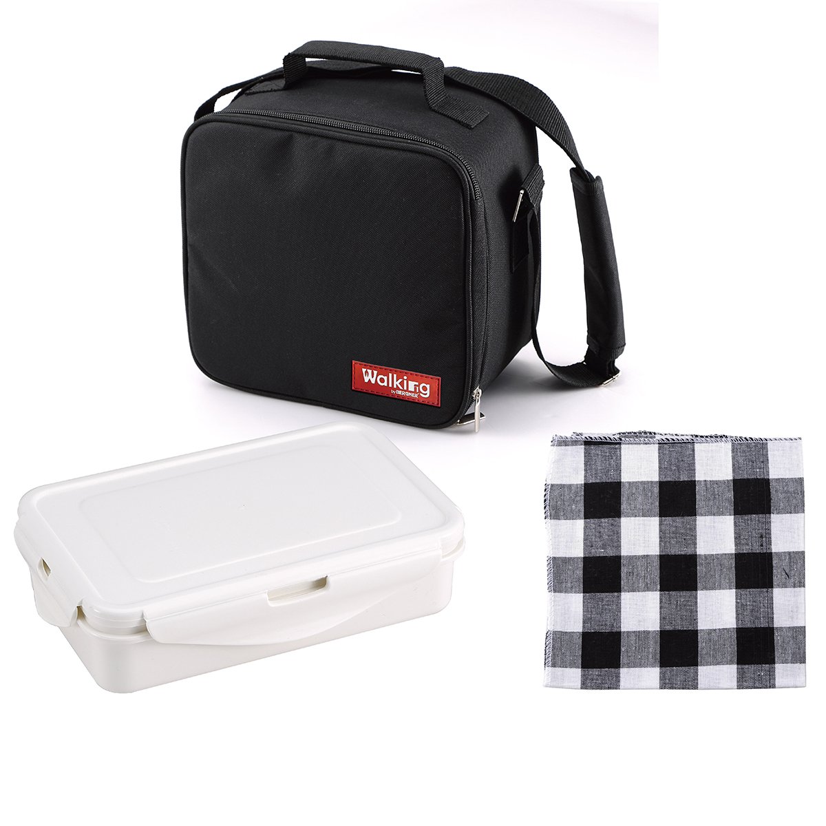 Bergner Cube Black – termos na żywność poliester czarny 23 x 22 x 13,5 cm