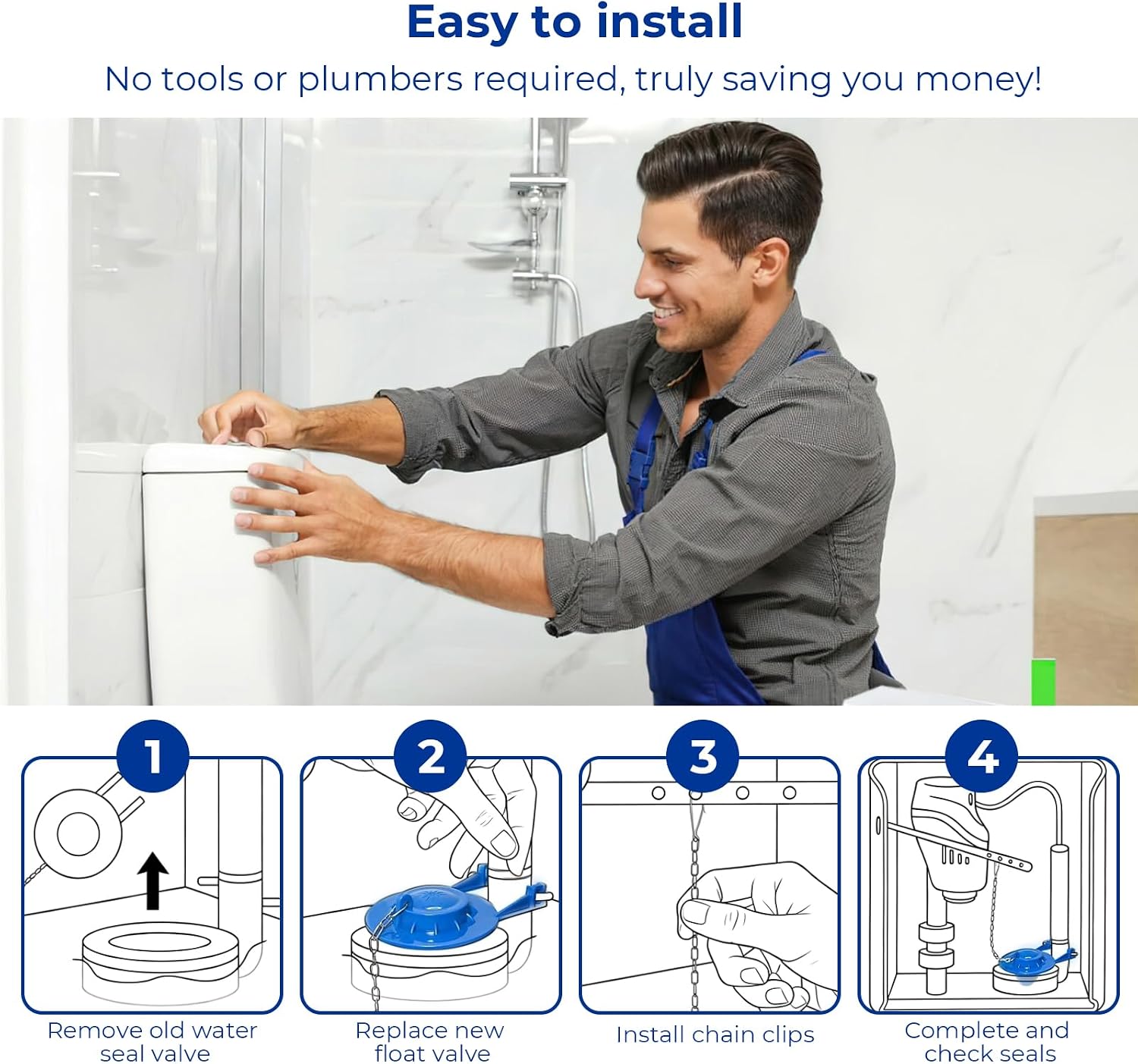 2‑Pack 3‑Inch Toilet Flapper Replacement Kit – Fix Running Toilets & Ghost Flushing, Fits Most 3" Valves, Works with Kohler, TOTO & American Standard, Durable Rubber Seal