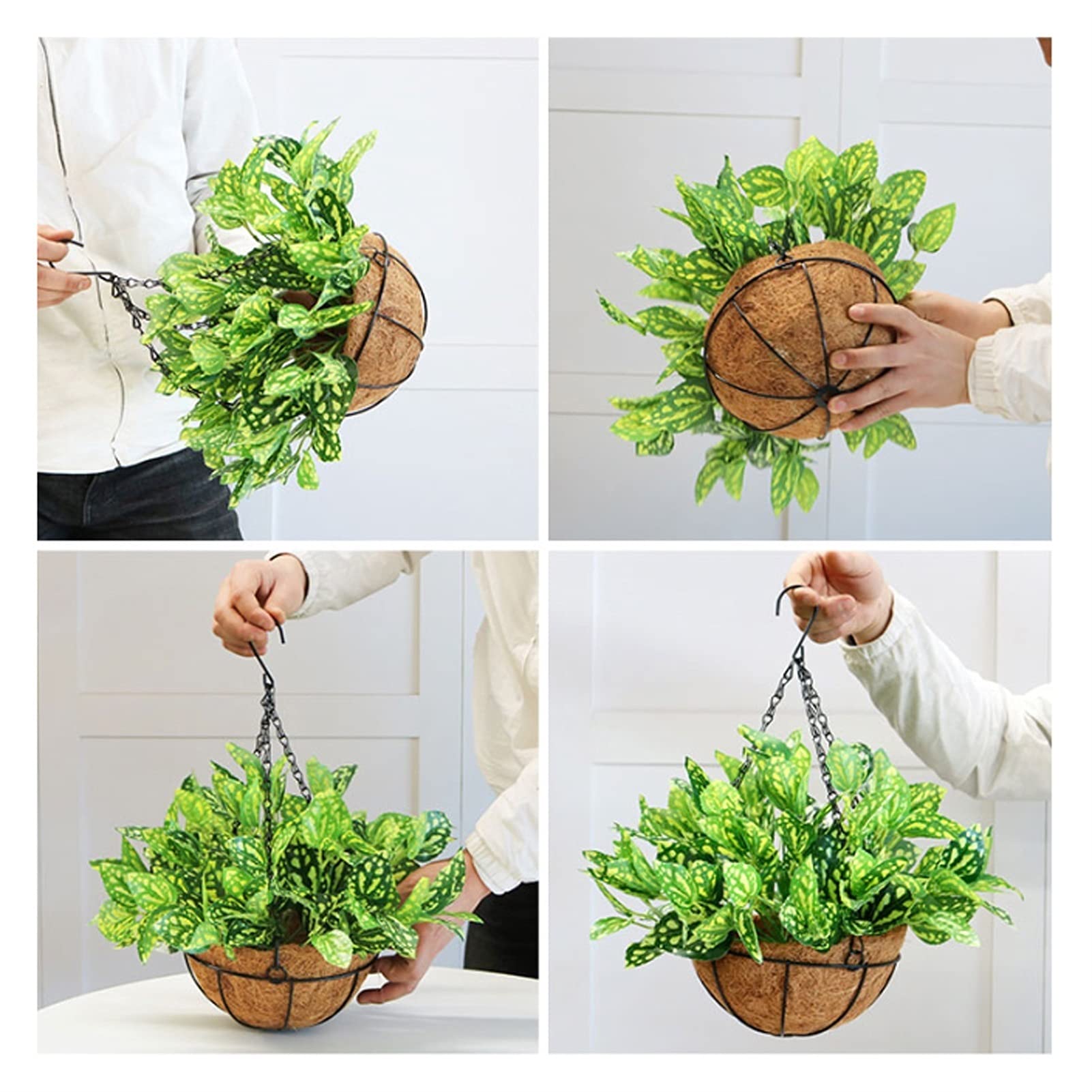 Hierba simulada Plantas Colgantes Artificiales Falso Ivi Vid Falso Hiedra Hojas de Hiedra for la decoración de la Sala de la casa Paja simulada(B)