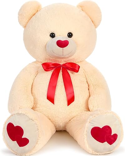 Vista 29 de MaoGoLan Oso de Peluche Gigante de 36" Animal de Peluche - Huellas de Corazón Rojo Oso de Peluche Grande para Regalo de San Valentín, Aniversario
