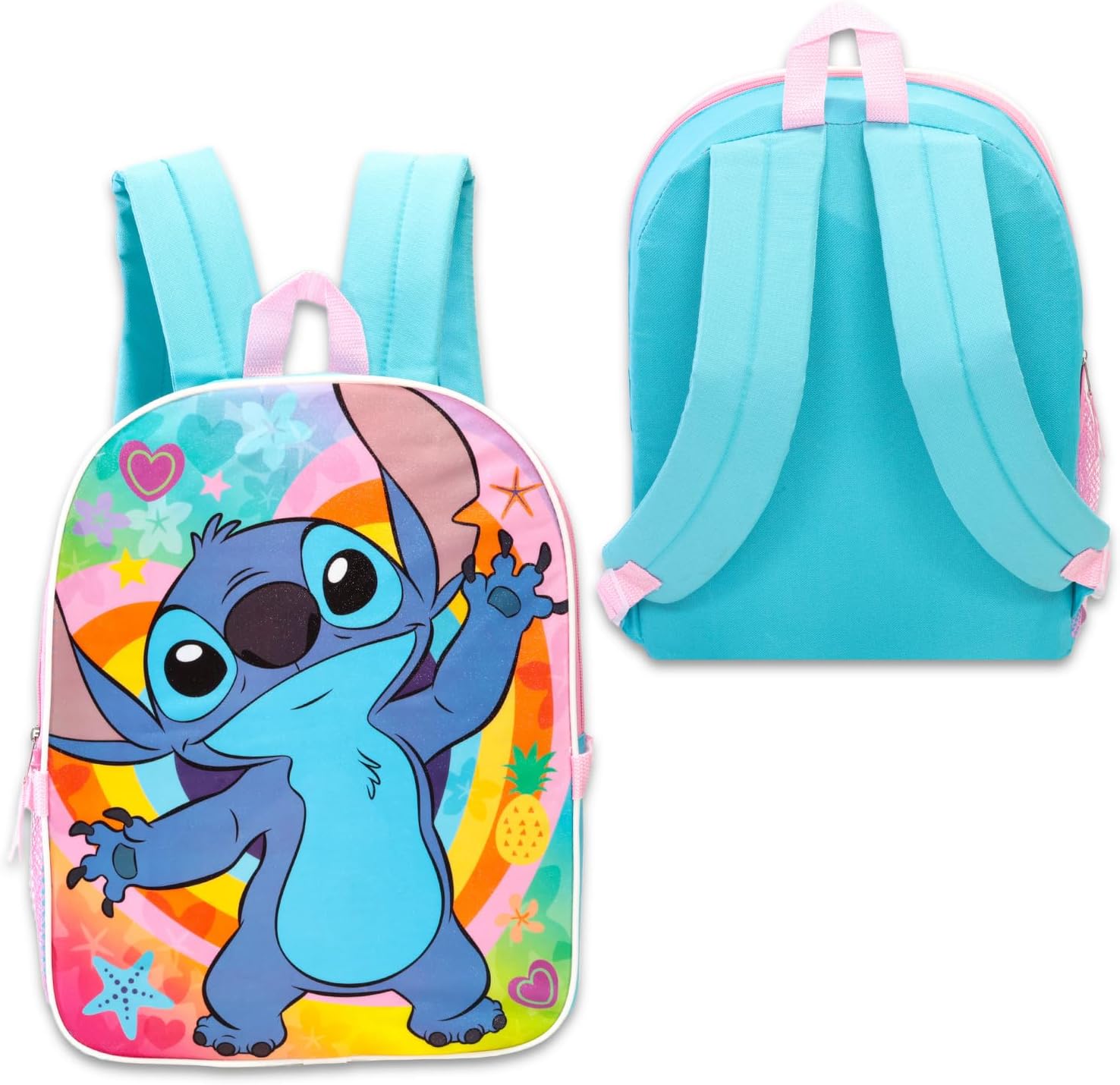 Disney Lilo and Stitch Backpack with Lunch Bag for Girls - Bundle with Backpack, Lunch Box, Water Bottle, Stickers, More | Stitch School Bag Set for Kids