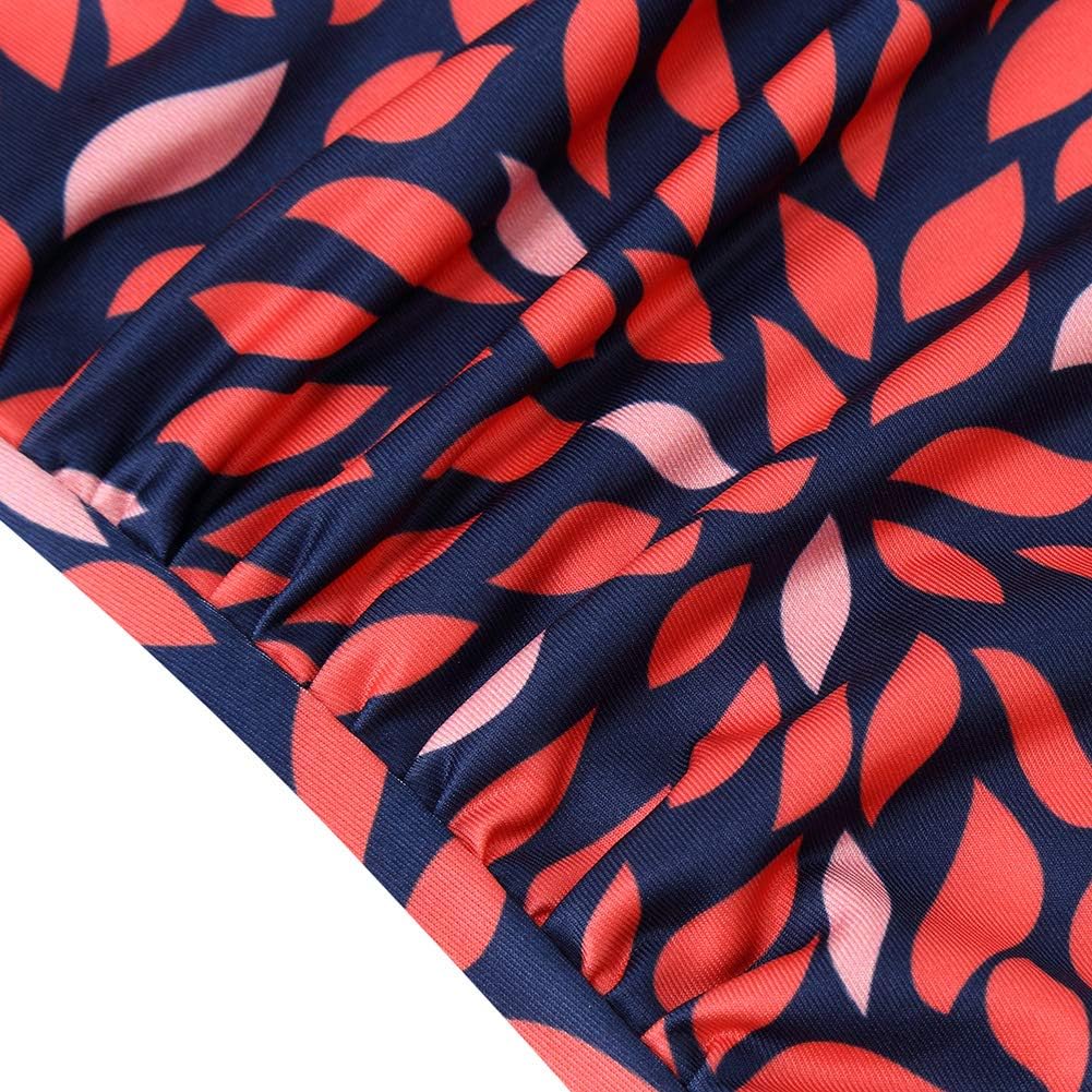 GloryStar Women Strapless Floral Print Bohemian Boho Maxi Dress Casual Off Shoulder Beach Party Dress with Pockets (M, A-Red Geometric Print) - Image 4