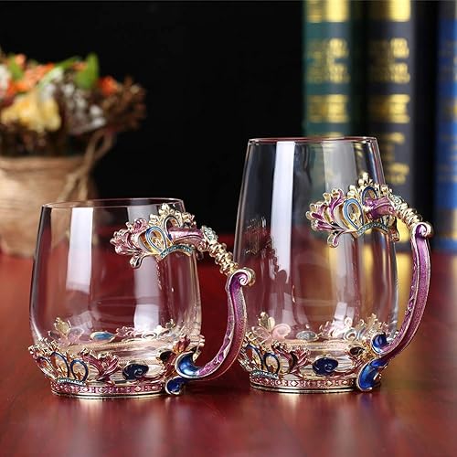 Miniatura 6 de Taza de café hecha a mano con corona esmaltada de cristal transparente con asa, ideas únicas de regalo de cumpleaños personalizadas para mujeres,