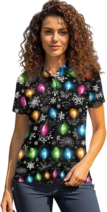 Womens Short Sleeve Golf Shirts Collared 3-Button Tennis Shirts Lightweight Quick Dry Athletic Golf Tops XS-2XL