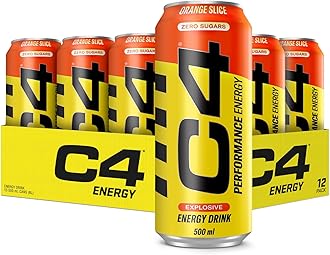 C4 Performance Energy Drinks Orange Slice 500ml (12 pack) | Sugar Free Energy Drink with 160mg Caffeine, 250mg Betaine, 1050mg Taurine | Low Calorie Fizzy Drinks for On the Go Energy and Focus