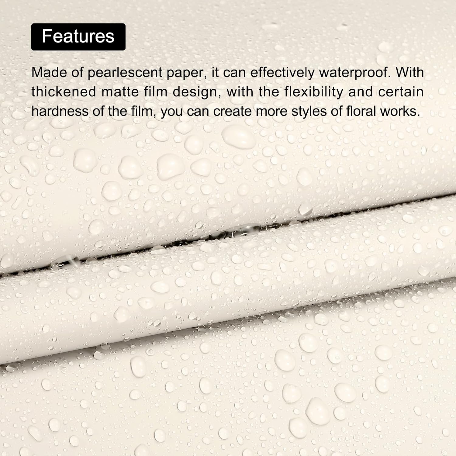 MECCANIXITY Pearlescent Film Flower Wrapping Paper 22.8x22.8 Inch Waterproof for DIY Crafts, Gift/Gift Box Packaging Light Beige Pack of 20