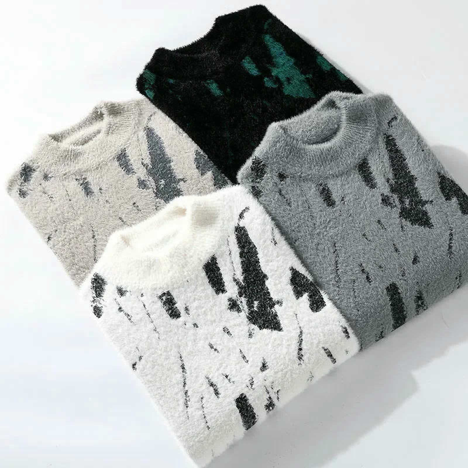 CHENSHI Sweter męski sweter z dzianiny na co dzień okrągły kołnierzyk-szary-sw015-xxl