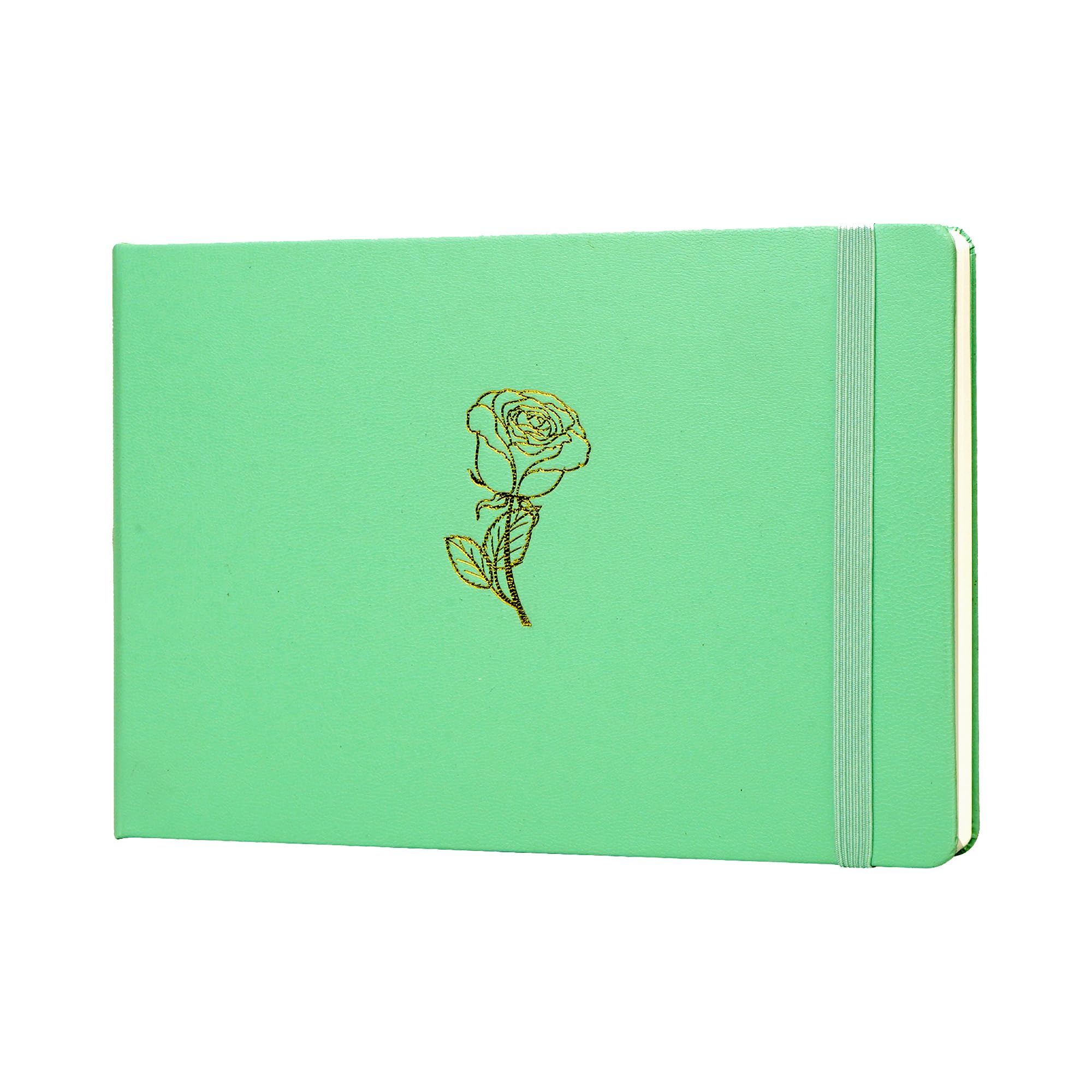 A5 Hardback Sketchbook Journal Cold Pressed 160 Pages (80 Sheets)-160gsm Premium Paper Landscape Leatherette Cover Sewn Binding Notebook Ivory Colour Paper Watercolour Journal – Tiffany Green