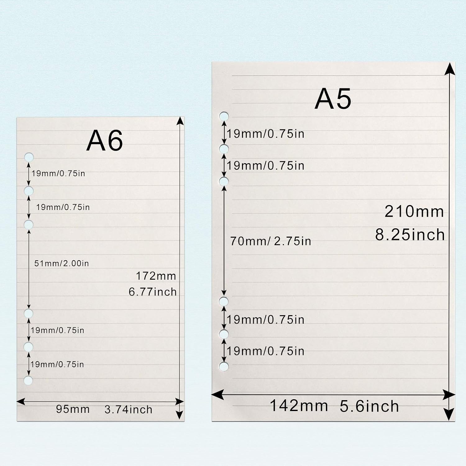 A6 Refill Paper, [3 Pack] Toplive 100GSM Thick Refillable Paper 6 Hole Filler Inserts Loose Leaf Paper 135 Sheets (270 Pages) for 6 Ring Binder Journal Notebook-Lined Paper