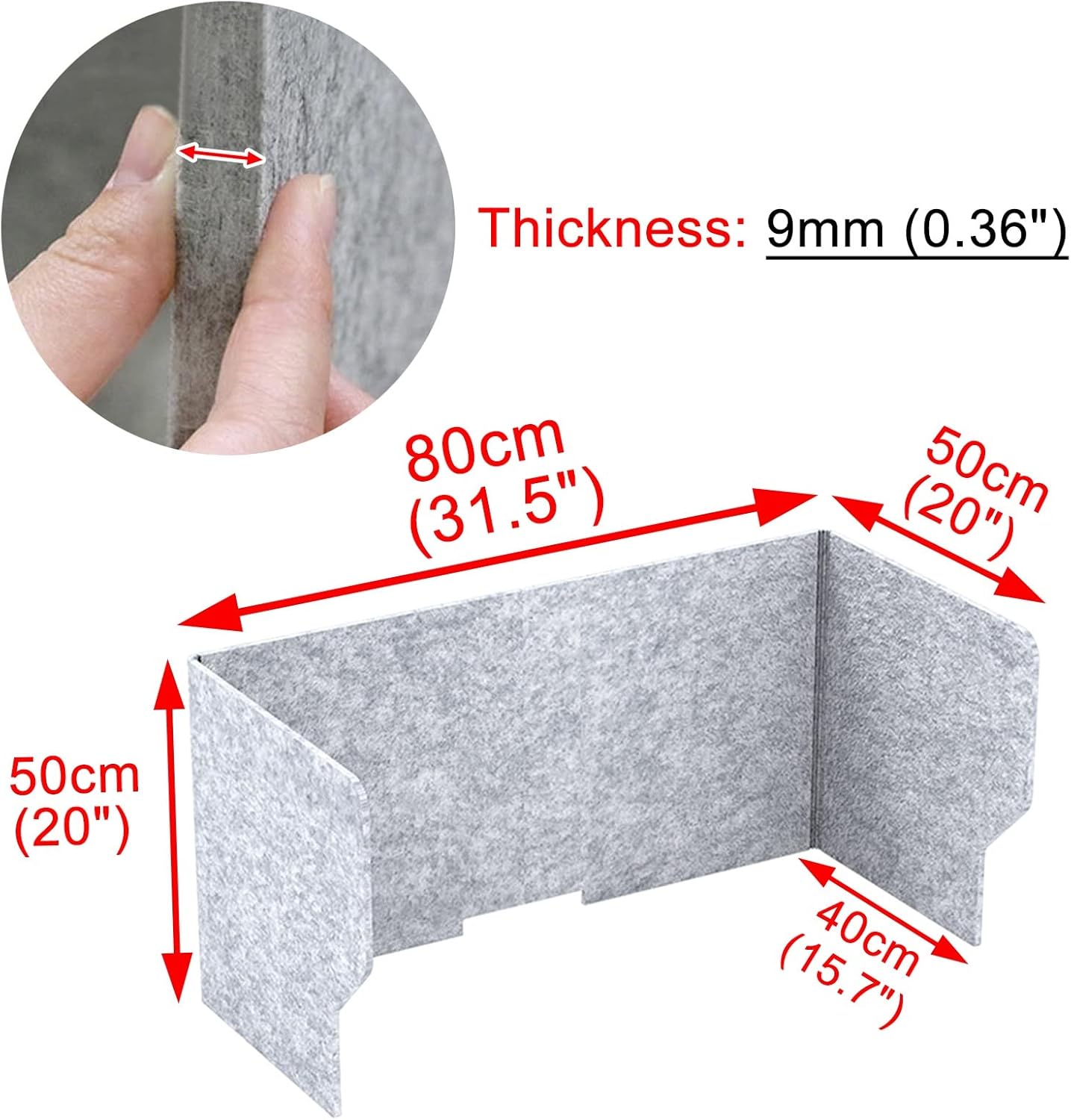 40" X 32" Sneeze Guard Desk Divider - Portable Privacy Panel with Sound Dampening, Free Standing Folding Partition for Office, School & More - Gray Color