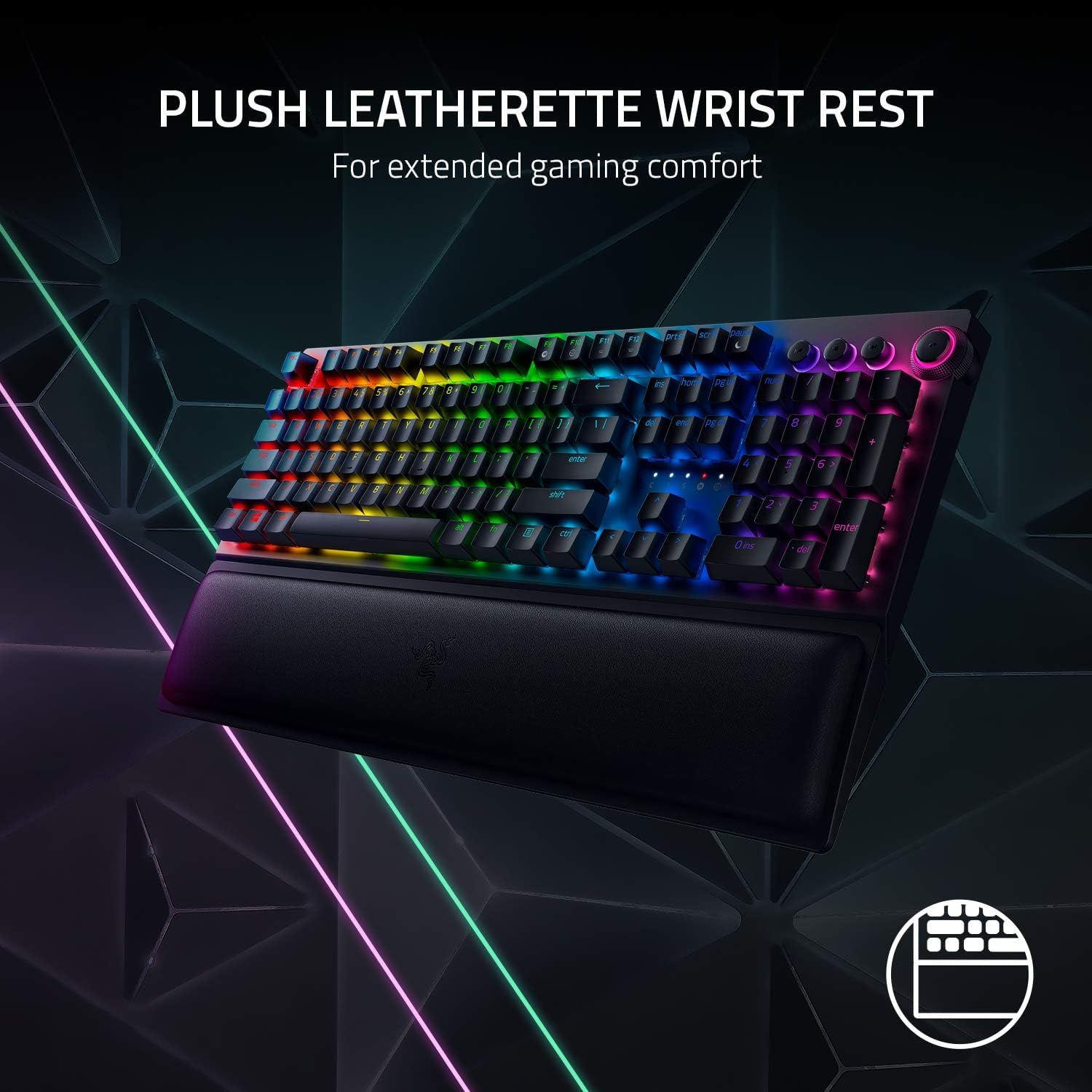 Razer BlackWidow V3 Pro (Yellow Switch) - Trådlöst mekaniskt speltangentbord i Full höjd med Chroma RGB (2,4 GHz, Bluetooth Eller USB-C, Handledsstöd i mjukt konstläder) Svart | Nordic Layout