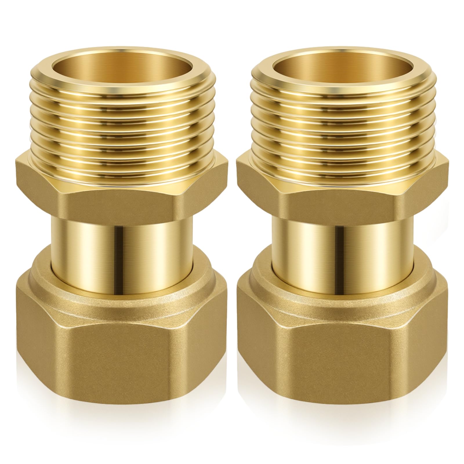 Messing Verschraubung 2 Stück Verbindungsstück aus Messing Beweglich | 1 Zoll / DN25 (32,5x30,5 mm) | Bewegliche Verschraubung aus Messing | Verbindungsstück für Wasseranlagen & Heizsysteme