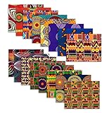 16 Pcs 100% Cotton African Fabric Ankara Wax Print Fabric, Repeat-Free Ankara Print for Sewing, Craft Projects, and DIY Repair Work (50 x 40 cm/19.5 x 15.7 inches)