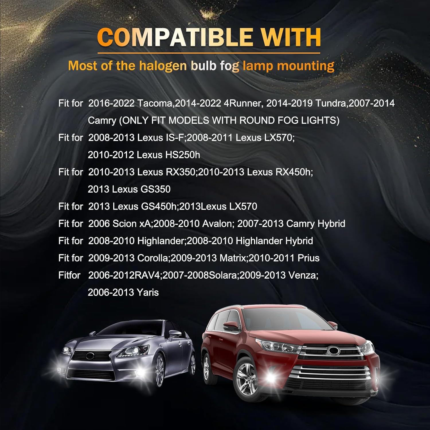 LED Fog Light Assembly Compatible with 2006-2013 Toyota Camry RAV4 Highlander Tacoma Corolla Prius Avalon Matrix Yaris Solara, Lexus GS350 HS250h LX570 RX350 RX450h, Offroad Front Bumper Replacement