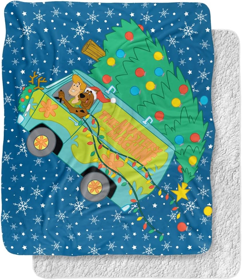 Scooby Doo! Blanket, 50"x60" Oh Christmas Tree Van Silky Touch Sherpa Back Super Soft Throw Blanket