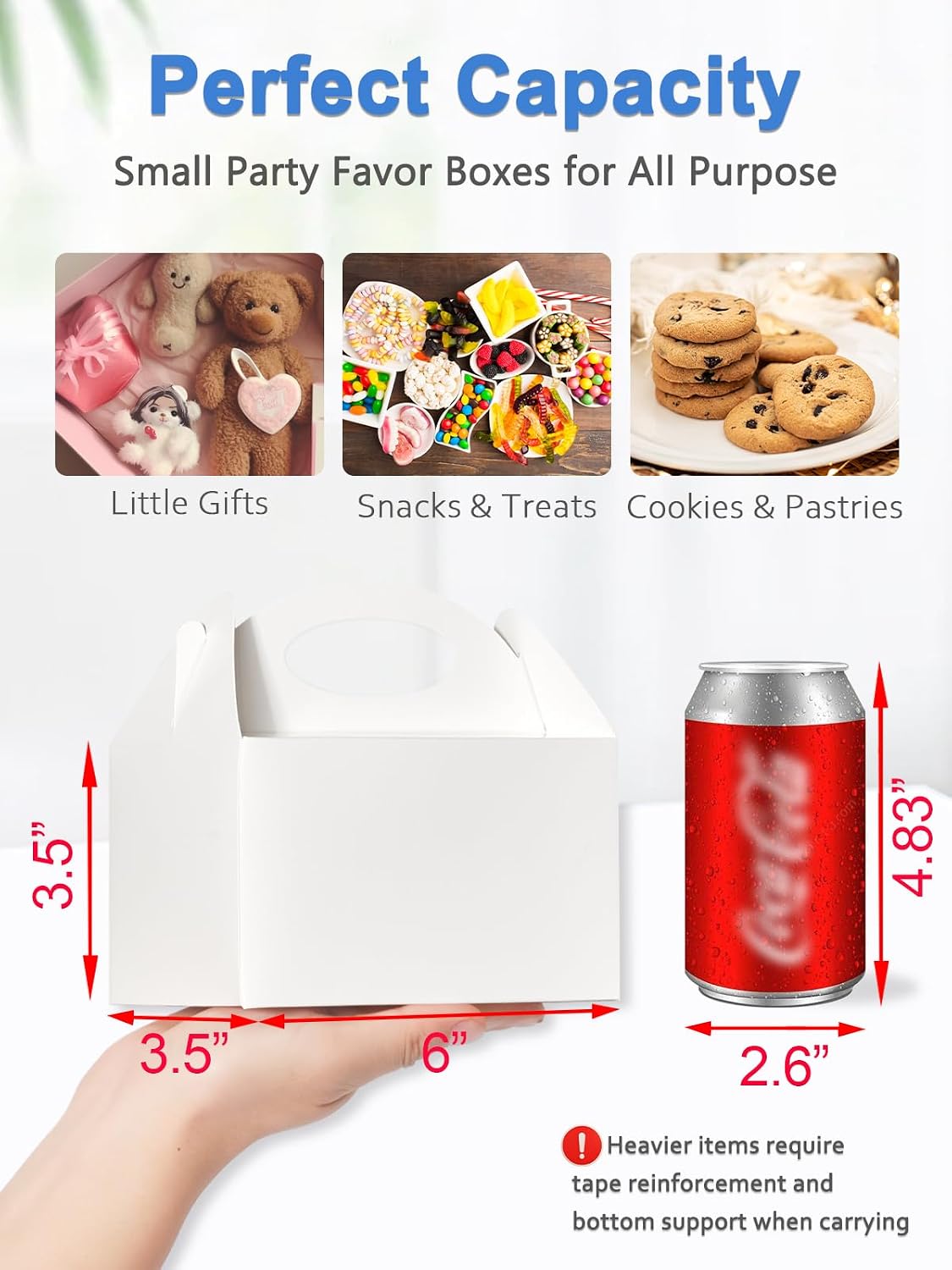 12 Pcs Small Party Treat Boxes, 6 Inch Candy Cookie Goodie Gift Bags Gable Box for Kids Birthday Party, White image 4