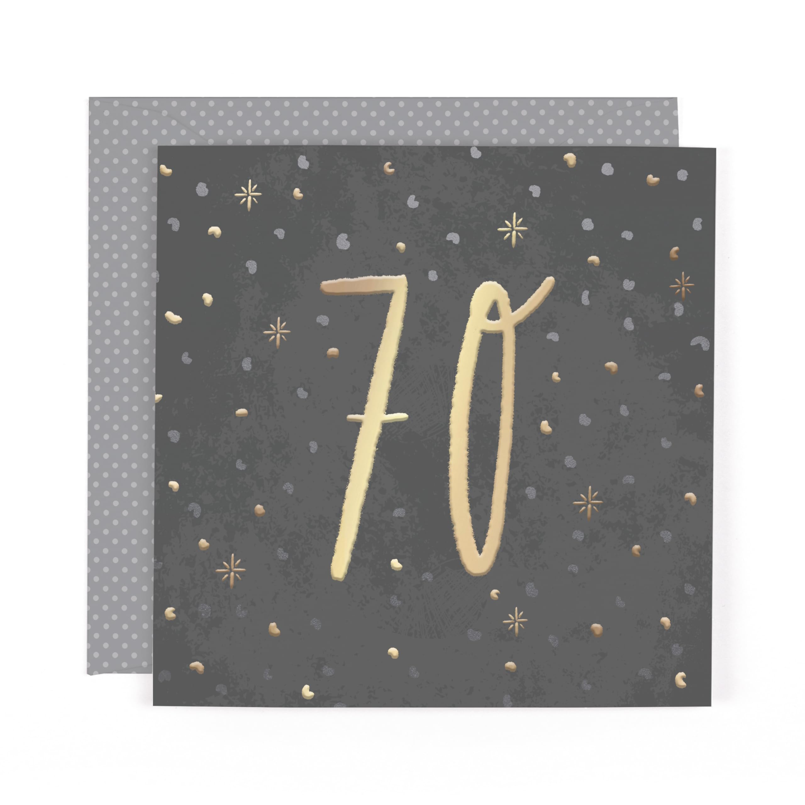 Hotchpotch Stunning Foiled Birthday Card For 70th Birthday, With Bespoke Dotty Envelope - Anise Greeting Card London Size 6 x 6 inches
