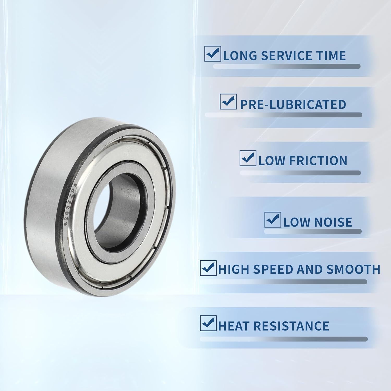 ACROPIX 6203ZZ & Deep Groove Ball Bearings P5 17x40x12mm Lubricated Bearings Double Metal Seal Silver Tone Scooter Skateboard Wheel - Pack of 10