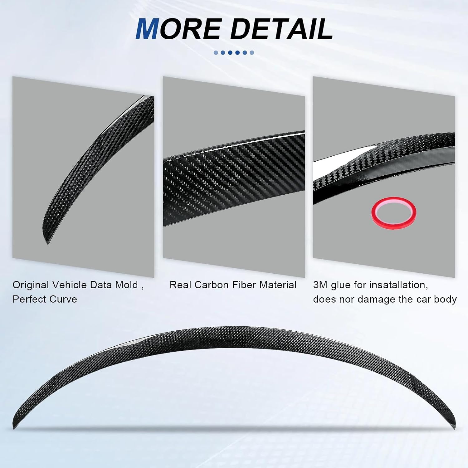 Real Carbon Fiber Spoiler for Tesla Model Y Juniper 2026+ Glossy Surface Trunk Spoiler Wing Trunk Tail Rear Trunk Lid,3M Twill Dry Carbon Fiber,Only for Gen 2 Model Y