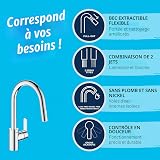 GROHE Robinet de cuisine évier Get, Robinet avec douchette extractible, Bec en forme de U, Inverseur 2 jets, Installation et nettoyage facile, Supersteel, 31484001 (Import Allemagne) - 4