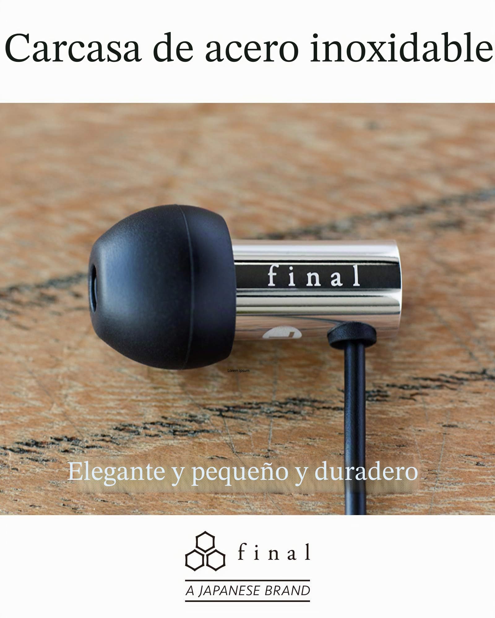 FINAL E3000 - Auriculares intraural aislantes – Acero Inoxidable Mic & Non-Mic