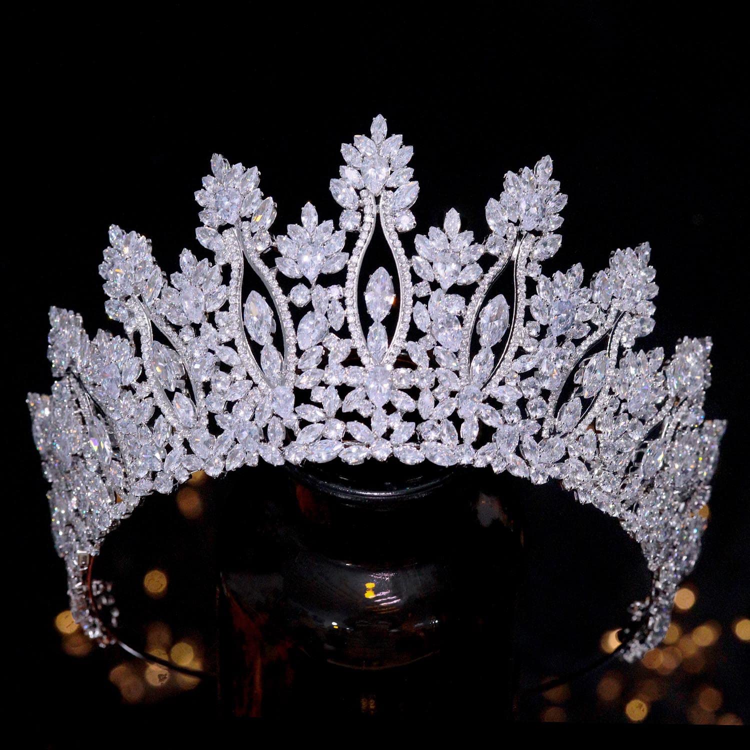 FASNAHOK Tiaras de boda grandes de circonita cúbica