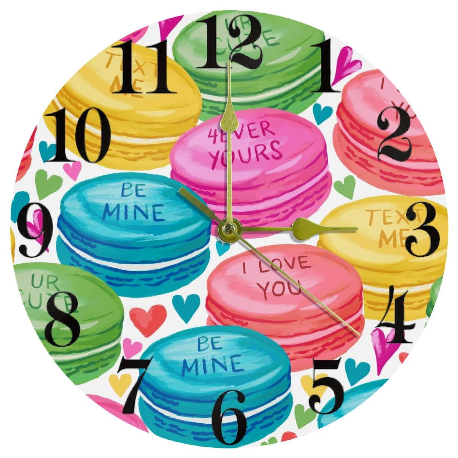 Horloge murale colorée macarons silencieuse à quartz fonctionne à piles pour salon et école