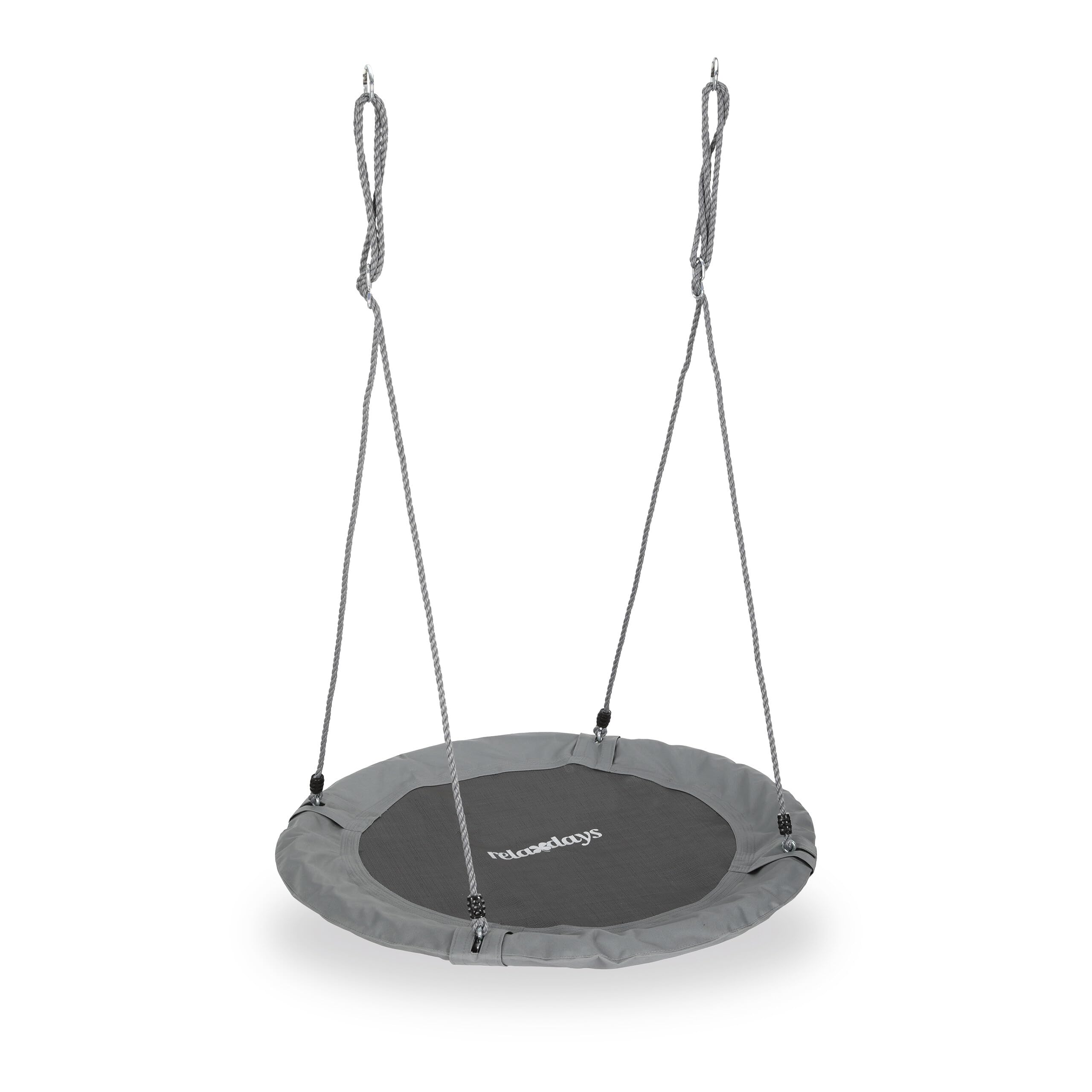 Relaxdays Balançoire nid d'oiseau Ronde, Ø 110 cm, à Suspendre, 100 kg, Gris, Enfant Adulte Jardin extérieur