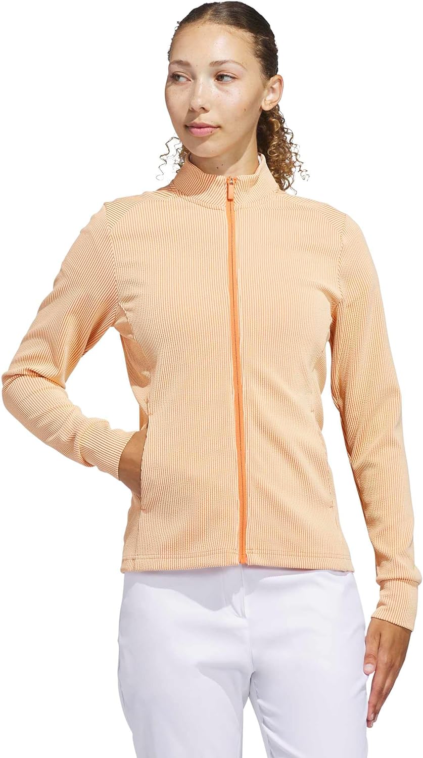adidas Women's PERFORMANCE TEXTURE FULL ZIP JACKET, dusky orange, Large
