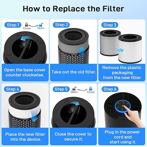 Miniatura 9 de Purificadores de aire para dormitorio del hogar de hasta 1250 pies cuadrados - Purificador de aire HEPA H14 con aroma y modo de sueño, purificador