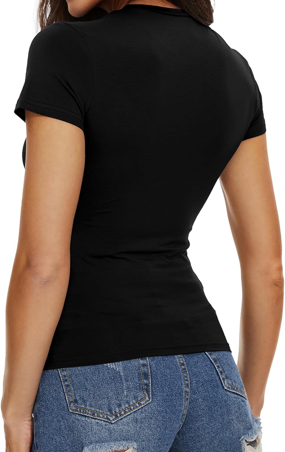 Womens Basic Tees Summer Short Sleeve Shirts Slim Fit Tight T Shirt Going Out Tops - Image 8