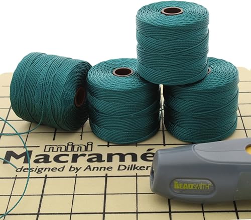 Miniatura 6 de The Beadsmith S-Lon #18 - Cordón de color verde y azul - Tubo de 4 carretes - 77 yardas - Ideal para atar cuentas de ganchillo y joyas de micro