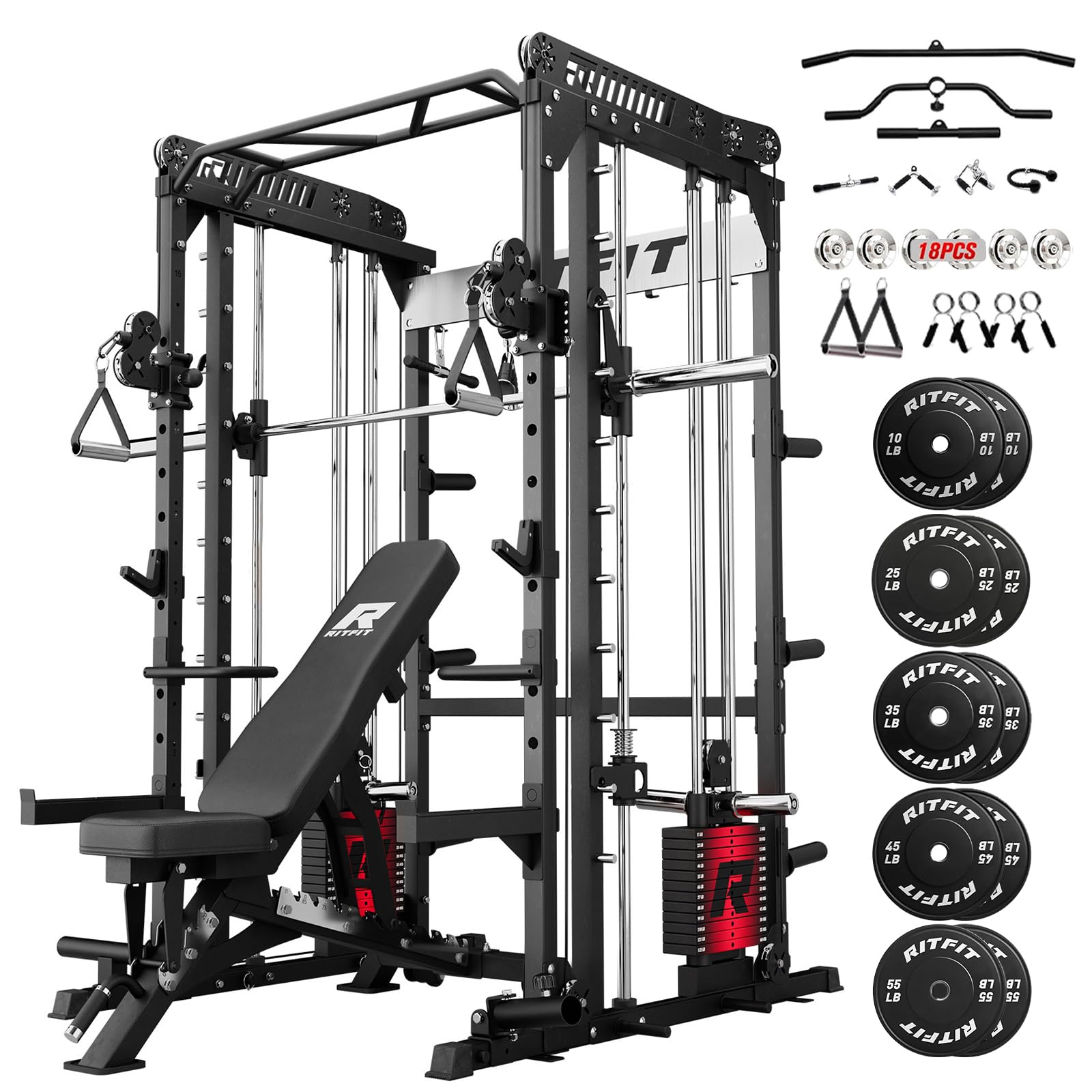 RitFit M1 Pro Smith Machine with Weight Stack Package Power Cage Home Gym