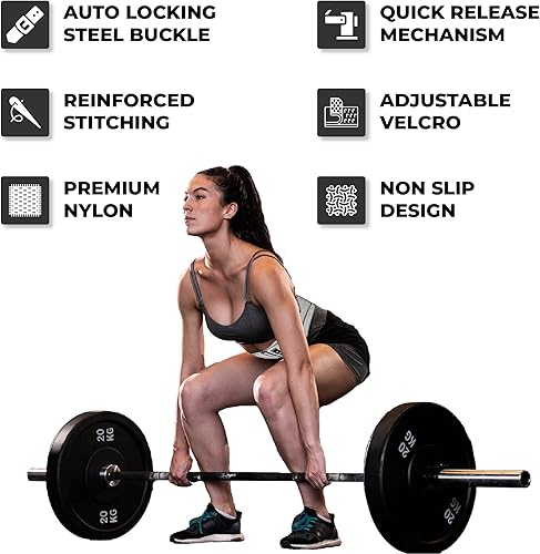 Miniatura 8 de Quick Locking Weight Lifting Belt - Adjustable Lifting Belt for Powerlifting, Squat, Deadlift and Back Support, 4 inch Gym Belt for Men and Women