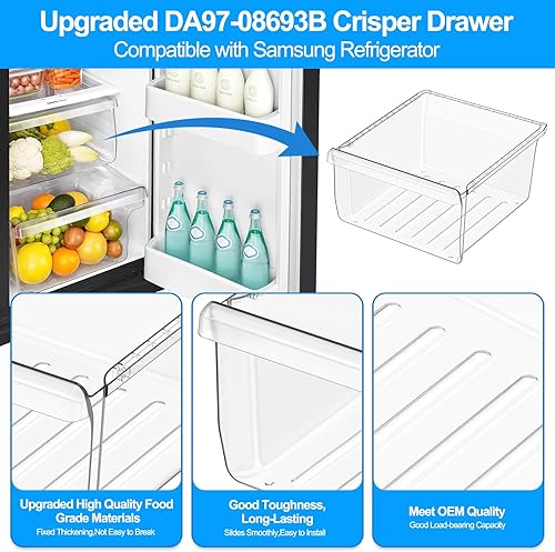 Miniatura 4 de Cajón mejorado para refrigerador DA97-08693B compatible con piezas de cajones de refrigerador Samsung RS25J500DSR RS25J500DSG RS261MDRS RS25H5000SR