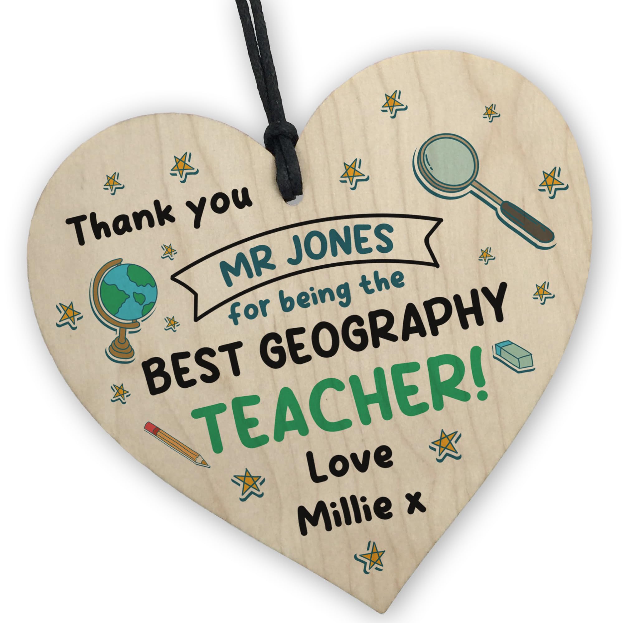 Red Ocean Personalised For Geography Teacher, Geography Teacher Thank You For Him Her, End Of Term, End Of School Present, Leaving School