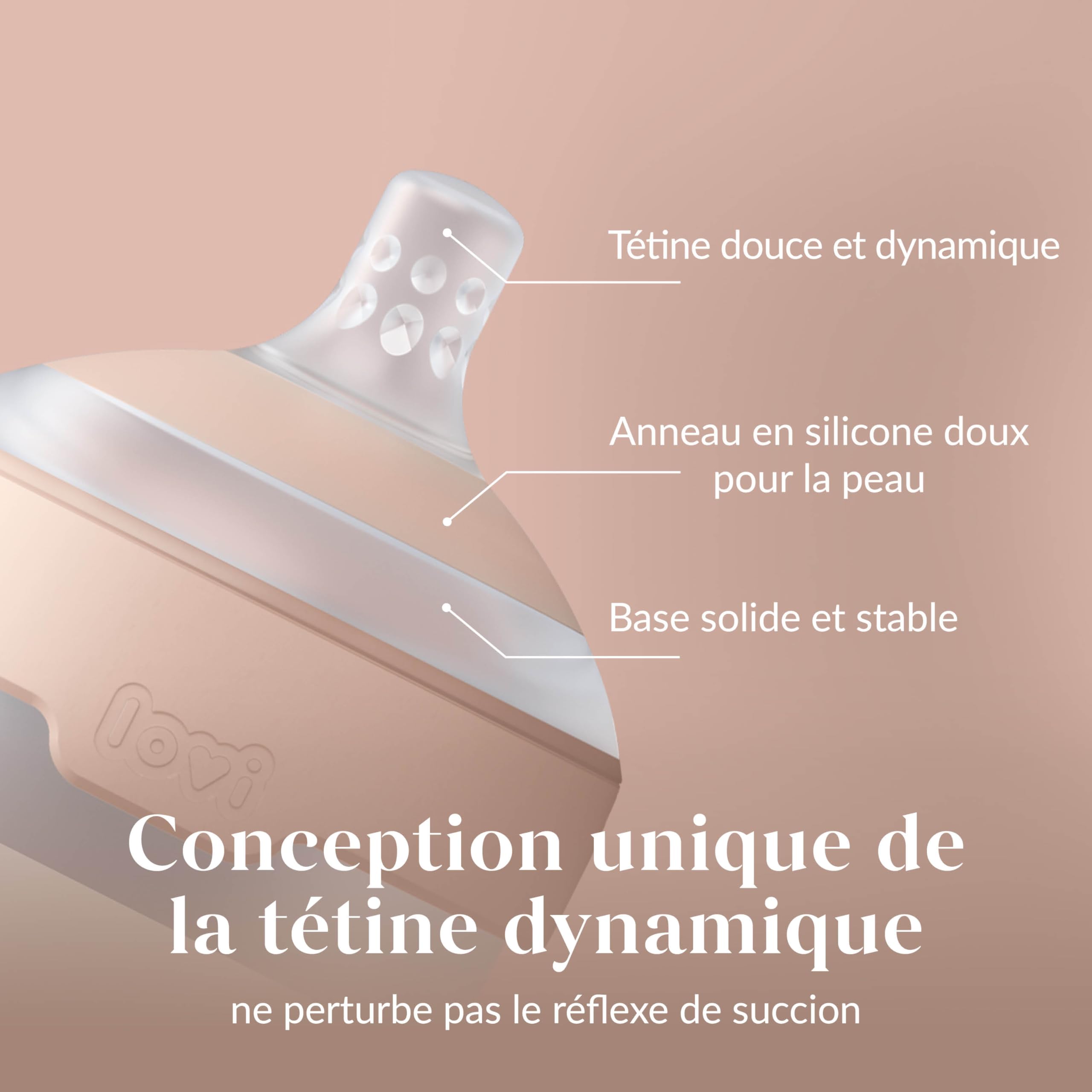 Difrax LOVI Biberon Mammafeel - 330 ml, Tétine dynamique, Compatible avec l'allaitement, Sans BPA
