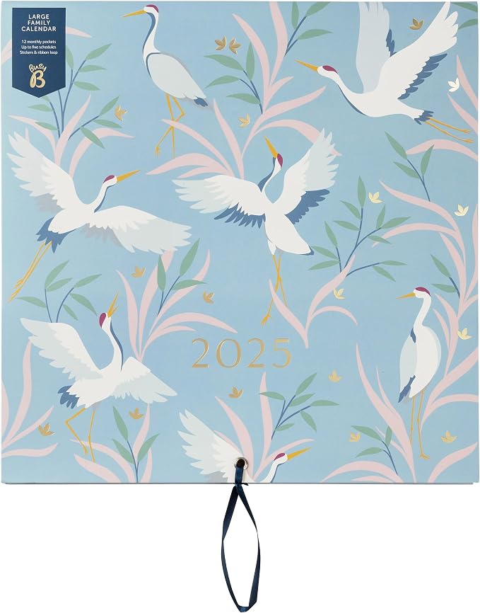 Busy B - Calendario Familiar de Pared Grande 2025 - Diseño Pájaros Azules…
