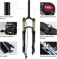 Vista 3 de Horquilla de suspensión de aleación de magnesio para bicicleta de montaña de Bosy, 26/27.5/29 pulgadas, dirección cónica y horquilla delantera recta