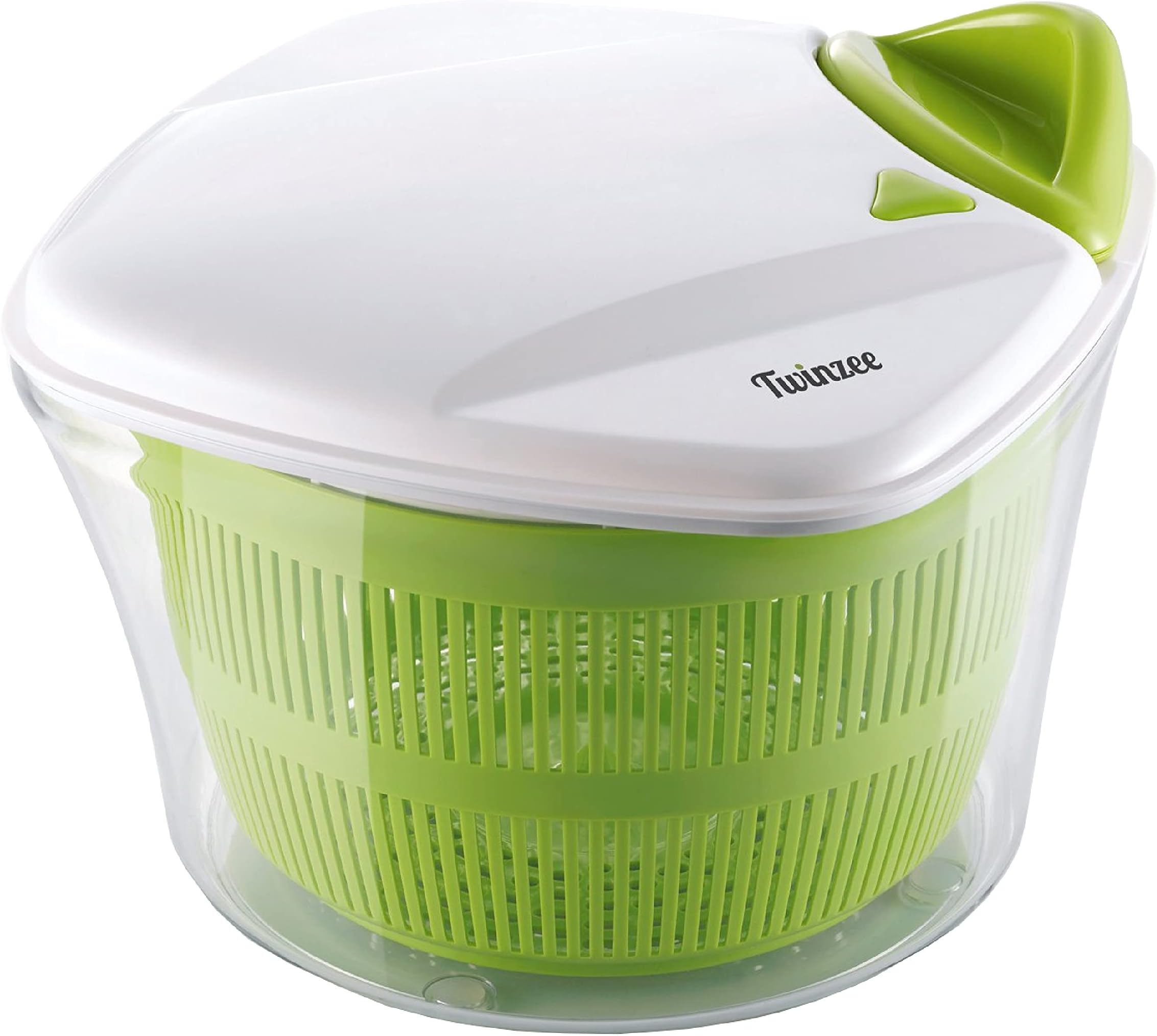 Twinzee salad spinner โ large capacity (5L) โ innovative design with drain sieve for water and a salad bowl โ effective and easy spinning thanks to the pull handle