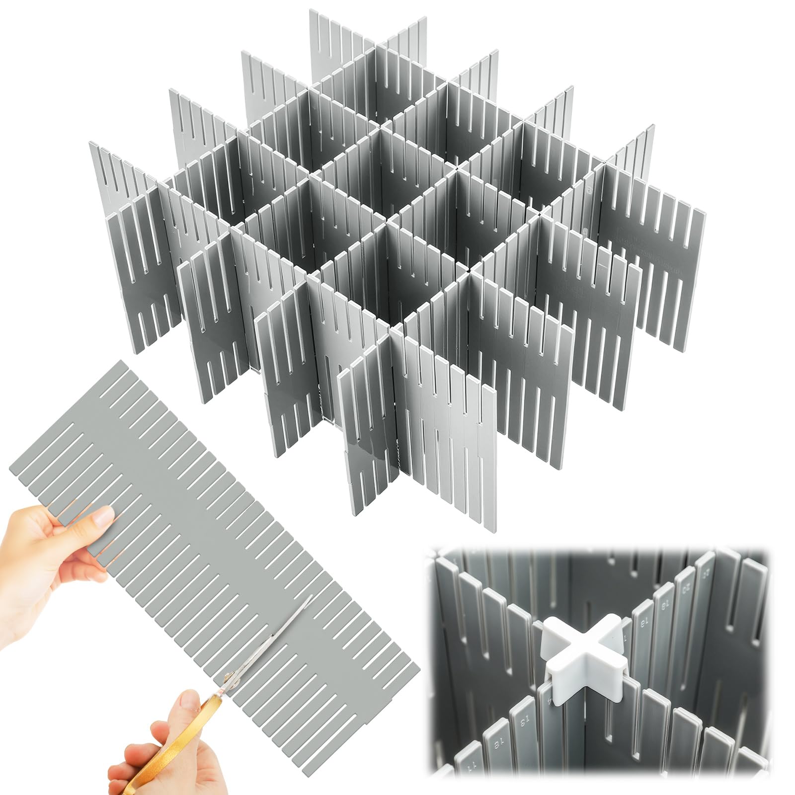 Blosssound 15 Pcs 5.12 Tall Drawer Divider Adjustable Drawer Organizer DIY Ultra Deep Storage Organizer Separator with Fixed Buckle for Underwear