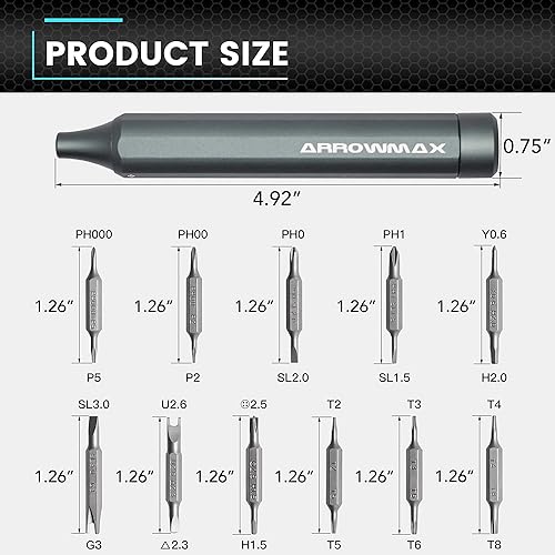 Miniatura 7 de AM ARROWMAX - Juego de destornilladores de precisión 96 en 1, destornillador magnético con caja de aluminio y juego de destornilladores de