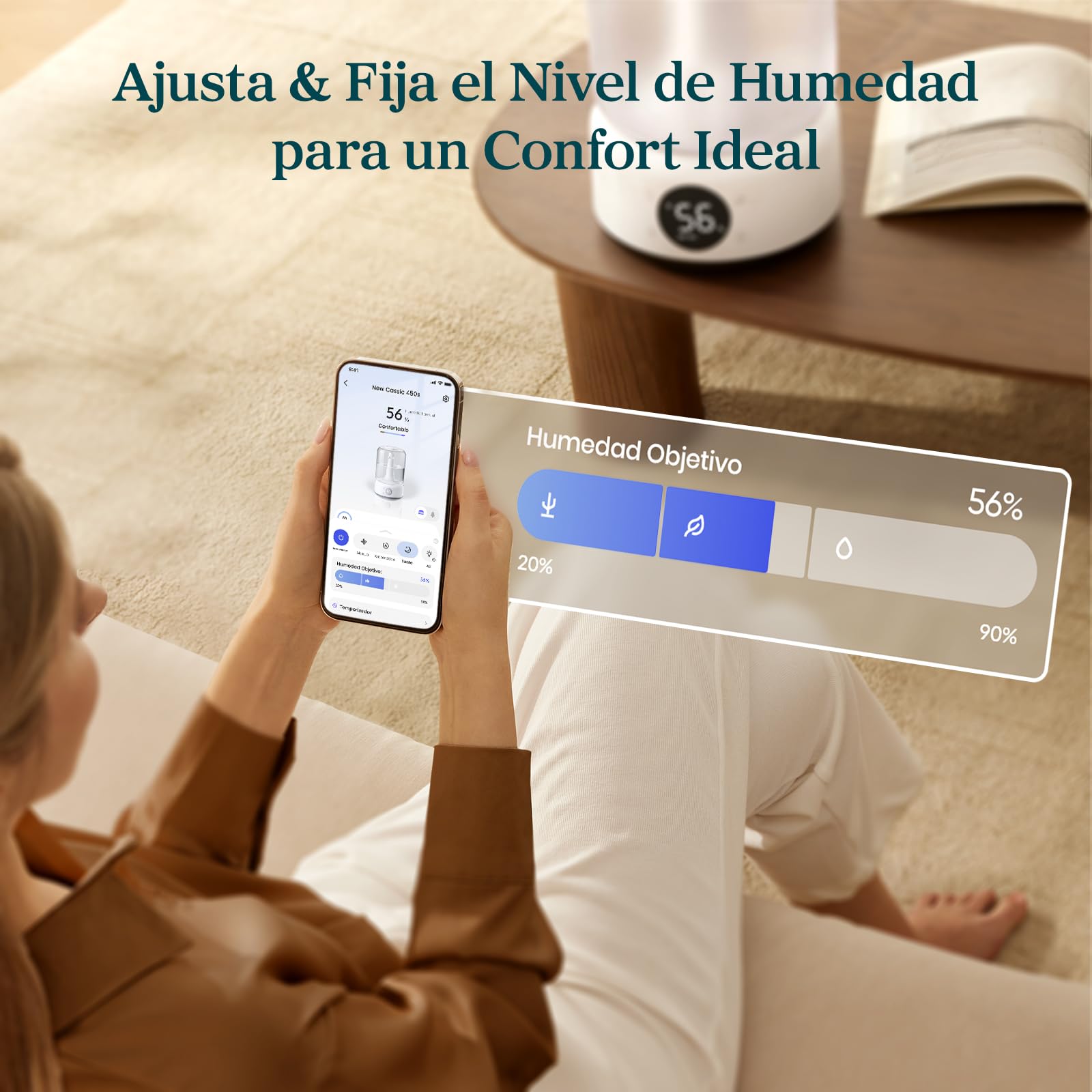 Levoit Humidificador 4,2L hasta 42H, Inteligente, Blanco, NeoClassic 450S | Humidificador Bebés Llenado Superior, Depósito Desmontable, 21dB, Control APP/Voz, Luz y Modo Musical