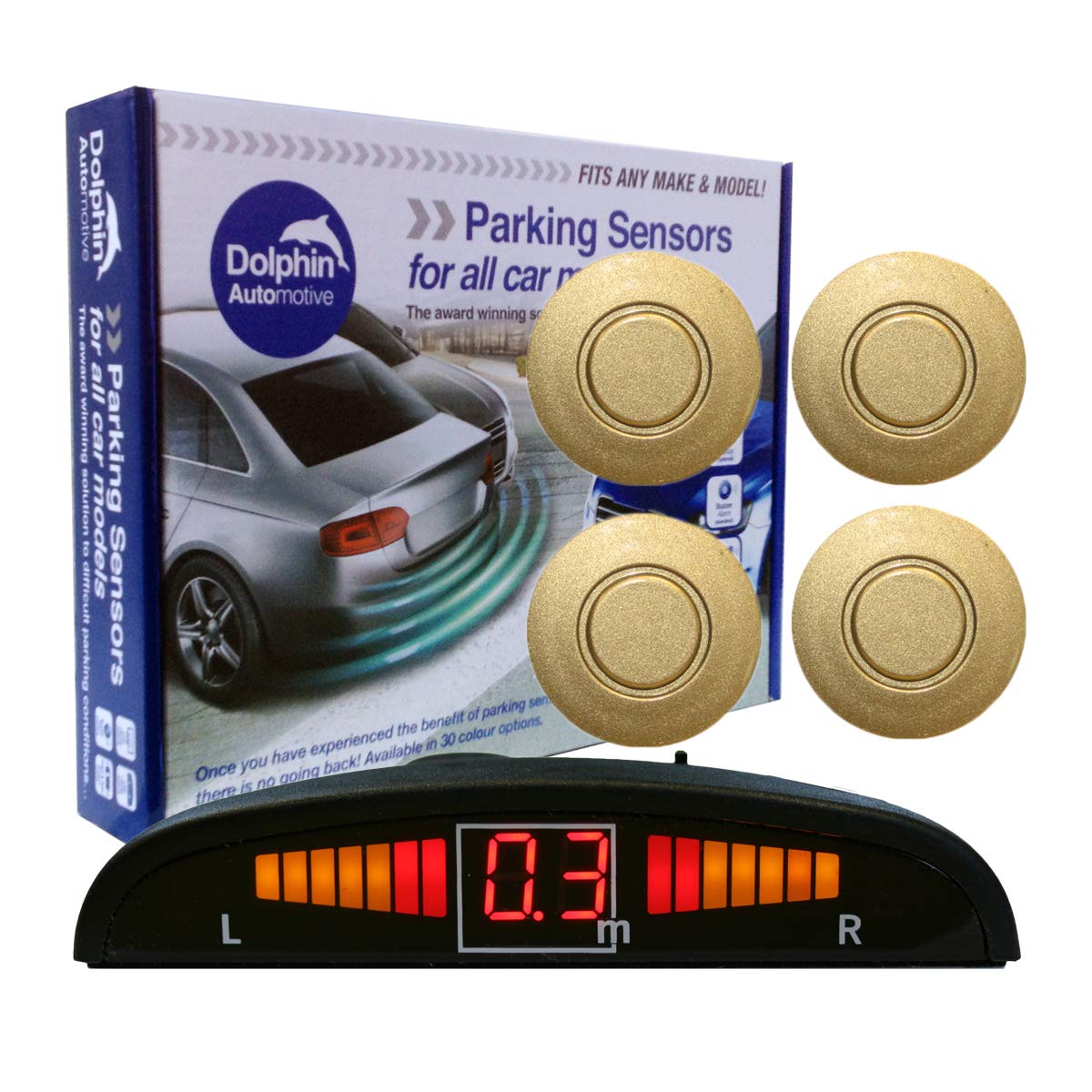 Dolphin Automotive DPS450 Reverse Parking Sensors In 32 Colours 4 Ultrasonic Radar Sensors Kit Audio & Display Alert System - Matt Black — view 17