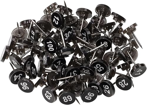 100 pines de presión de números planos para tablones de anuncios de corcho, 1-100 pines de mapa de plástico con punta de acero para colgar en la