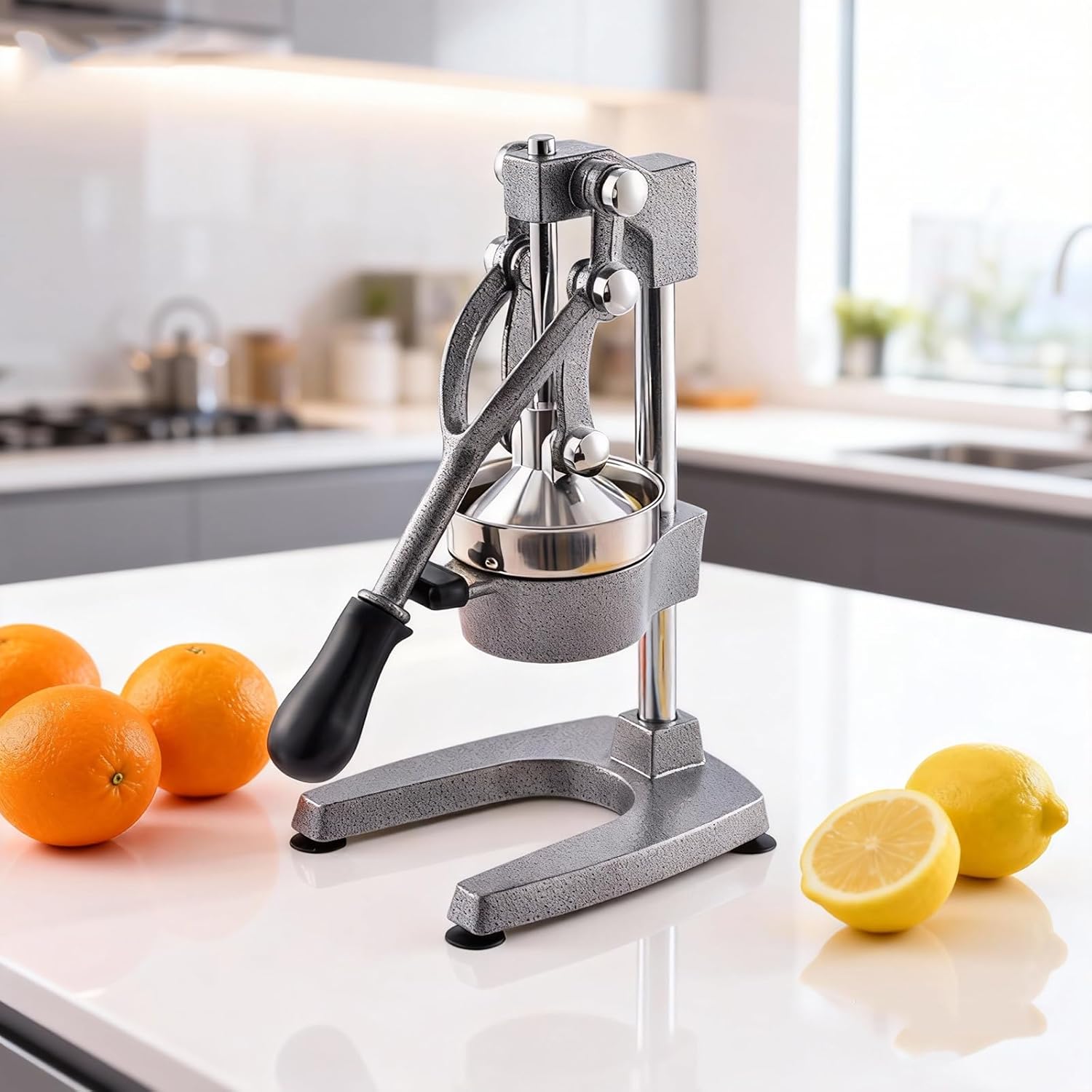Hand Press Juicer Machine, Commercial Cast Iron Juice Press, Conical Filter Disc, Comfortable Non-slip Handle, and Sturdy Structure, U-shaped Design Provides Stable Support, for Fruits