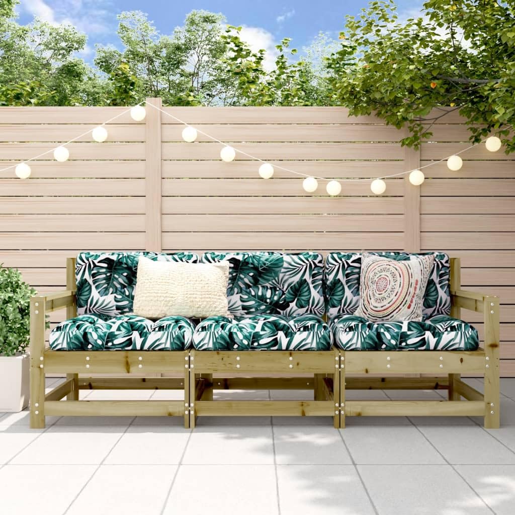 Gecheer 3 pz,Divano,da Giardino,per Esterno,Patio,Terrazzo,a 3 Posti,in Legno di Pino,Impregnato,Divano Modulare Giardino da Esterno,Divano in Legno,Divano 3 Posti da Giardino,Esterno