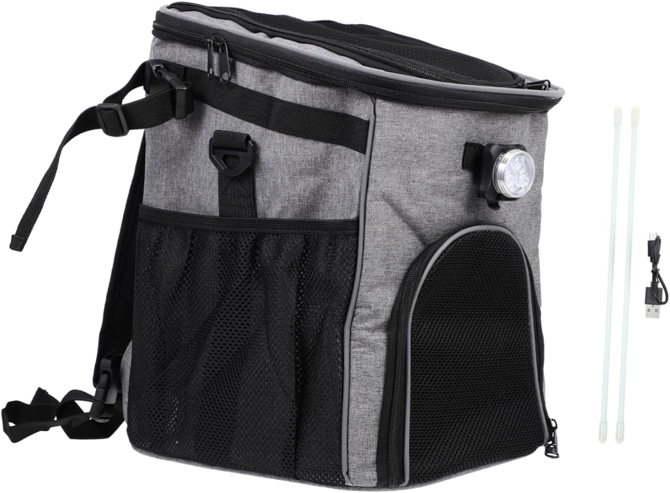 Pet Carrier Bag for Bike Multi-Functional Folding Dog Pouch Outdoor Use Removable Storage Grey for